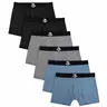 Men's 7in Stretchy Nylon No-Fly Boxer Briefs - 90% Nylon 10% Spandex for Flex, Breathable Underwear with Snug Support, Personalized Pack Choices (Gray/Black, 2 Black/1 Gray/1 Blue, 2 Black/2 Gray/2 Blue Sets), Boxer Briefs, Snug Support