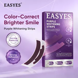 【Easyes 】Purple Teeth Whitening Strips - 7/14 Whitening Sessions Residue-Free Non-Slip Dry Strip Technology Safe for Enamel Non Sensitive Teeth Whitening Neutralizes Yellow Teeth