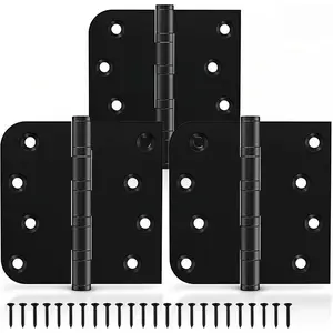 Ball Bearing Door Hinges, 4x4 Inch Stainless Steel, Smooth Silent, Non-Removable Pins, Matte, 3 Pack