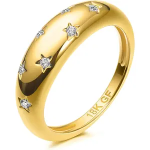 Chunky Gold Plated Rings for Women - Trendy Cubic Zirconia 14k Gold Filled Stackable Rings