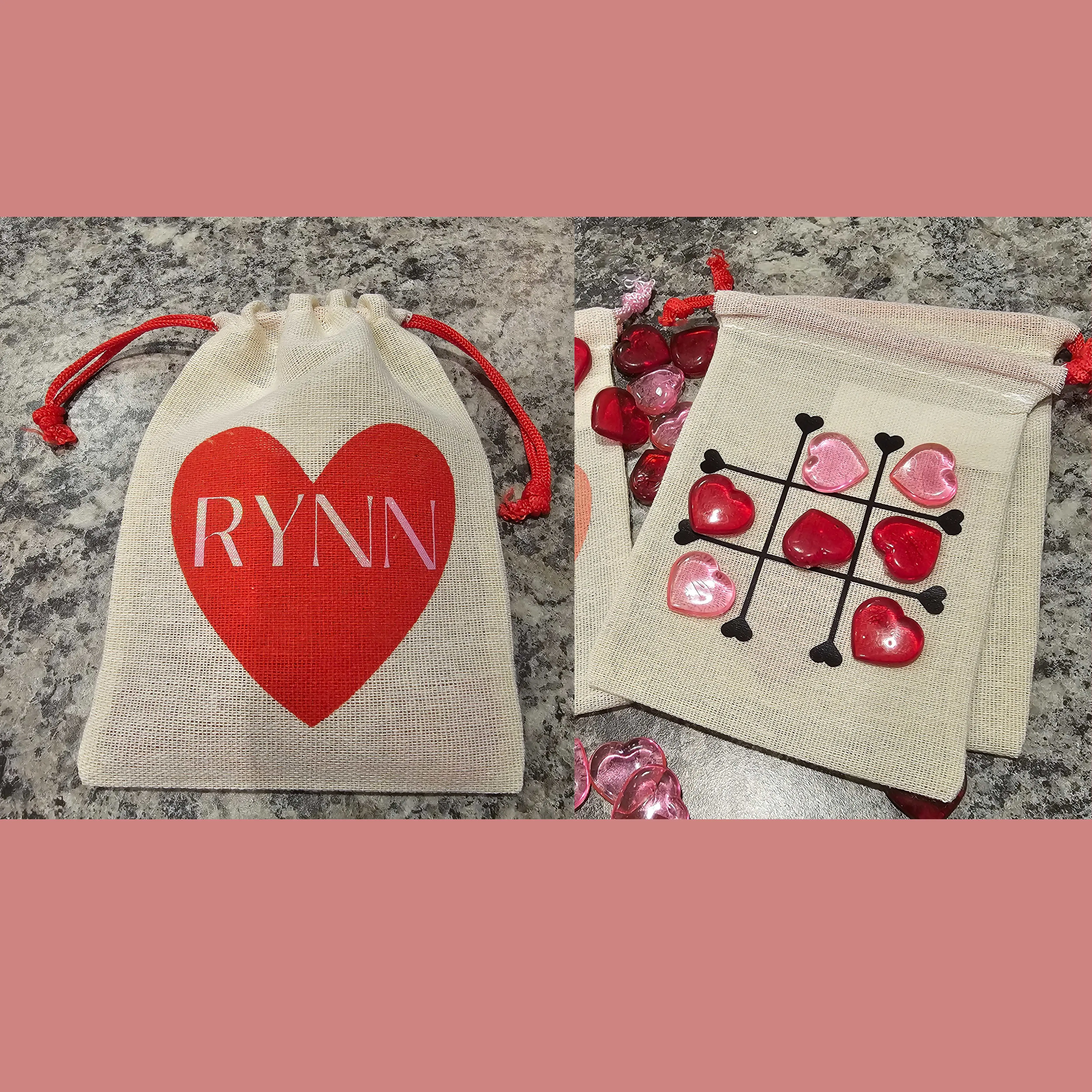 Valentine Tic Tac Toe Personalized Bag. Personalized valentine treat bag. Custom Valentine Treat Bag. Tic Tac Toe Game