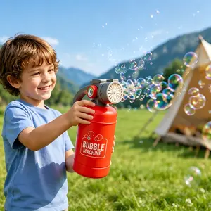 Fire Extinguisher Bubble Machine for Kids - Automatic Bubble Blower Toy with Lights, One-Click Operation, Includes Bubble Solution, Fun Summer Outdoor Toy for Boys & Girls