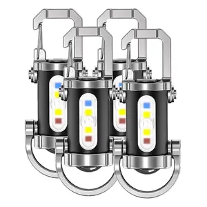 4PCS Super Bright Rechargeable Mini Keychain Flashlight ,Mini Flashlights, COB Keychain Work Light Flashlights  6 Light Modes, Bright Mini Keychain Light for Walking, Searching ,camping and Hiking boy friend holiday best gift Portable Tactical