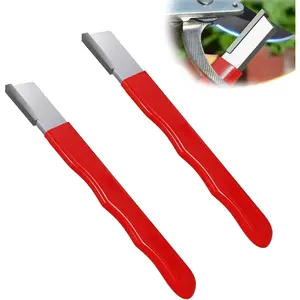 2Pcs Red Portable Quick Sharpener, Lawnmower Blade Sharpener, Multipurpose Pocket Garden Tool for Knives, Pruners, Loppers, Hedge Shears, Scissors, Axes, Hatchets, Machetes, Lawn Mowers