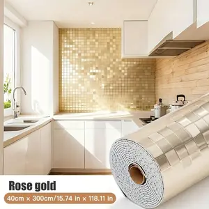 1 roll pack, (thickened by 4.1mm), 118.1 inches x 15.7 inches, 3D mosaic wallpaper, self-adhesive and peel-and-stick, with concave and convex three-dimensional texture, can be cut by DIY, high-quality and durable, waterproof, scratch-resistant, easy to cl