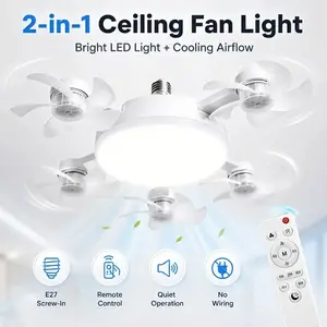 Socket Ceiling Fan - Drone Shaped Screw In LED Light with Multi Head Fans - for Garage Workspace, Kitchen, Bedroom & Storage Room - Useful Apartment Decor Gift for Renters, Men & Tech Fans
