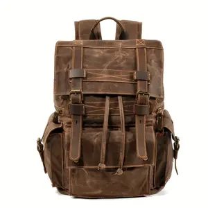 Canvas Vintage Backpack for Men Women, Large Capacity Casual Daypack , Travel Backpack for Hiking Camping Weekend Trips, Lightweight Laptop Backpack for College School Office