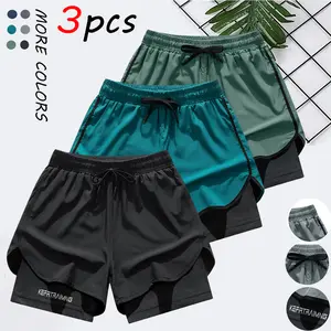 3-Pack Women’s Double-Layer Sports Shorts — Anti-Exposure Quick-Dry Running Shorts, Breathable Summer Fitness Training Thigh-Length Shorts