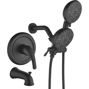 Shower Tub Faucet Set with Handheld   Shower Faucet Set with Tub Spout Shower System  Shower  and Handheld Combo Shower Trim Kit Rough-in Valve Included Matte Black,TP038