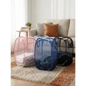 1pc Minimalist Breathable Portable Moisture-Proof Foldable Laundry Basket - Collapsible Laundry Hamper For Home Bedroom Bathroom, Portable Collapsible Storage Basket With Side Pocket - Essential For Travel, Trips, Commute