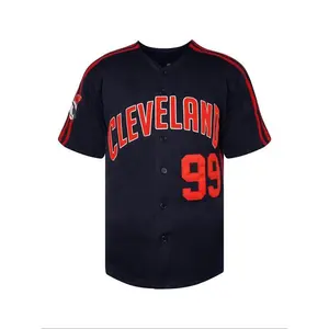 Men's Letter & Number Embroidery Button Front Baseball Jersey, Casual Breathable Short Sleeve V Neck Baseball Top for Training Competition, Sportswear for Men