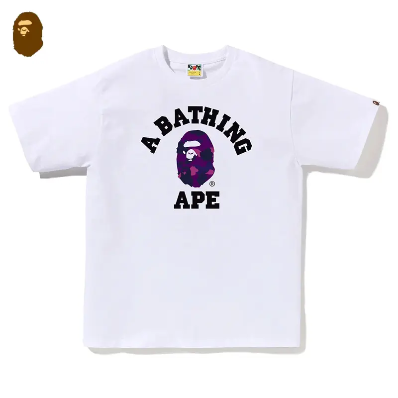 BAPE Color Camo College Tee A BATHING APE Classic Ape Head Camouflage Logo Printed T-Shirt Unisex Harajuku Luxury Streetwear Menswear Soft