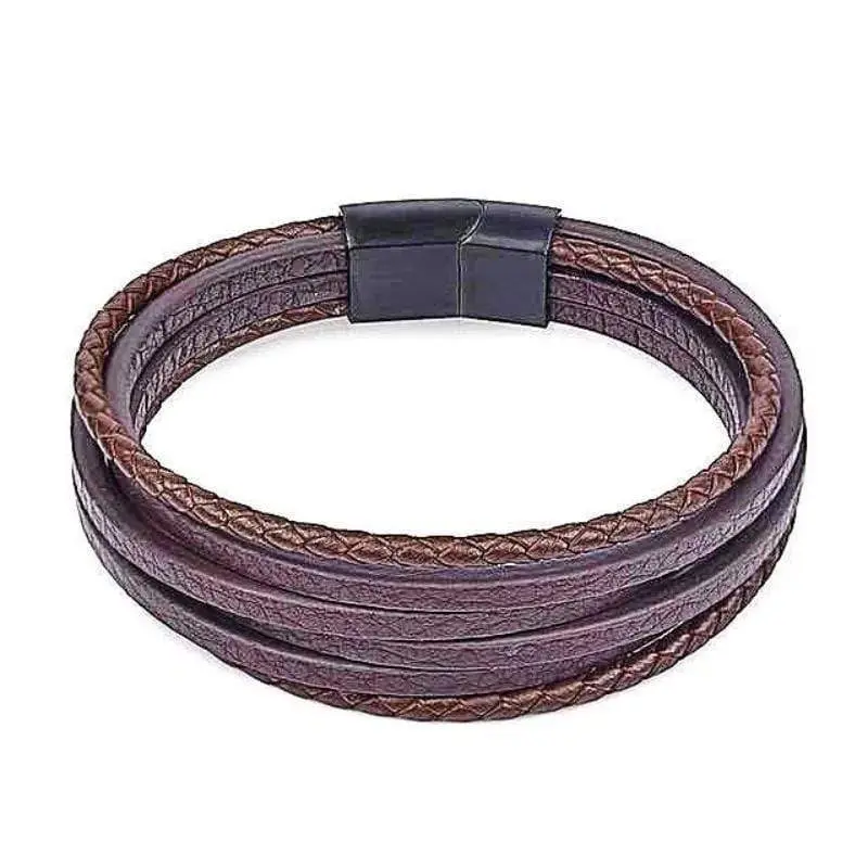 Vintage Brown Braided Leather Rope Bracelet