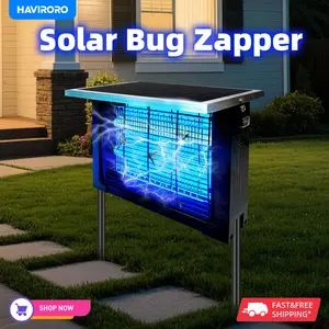 HAVIRORO Powerful Large Solar Bug Zapper Outdoor For 2000Sq.Ft, Poartable Rechargeable Mosquito Zapper With High Powered, Cordless Solar Fly Zapper For Patio Garden Backyard RV Camping Pond Pest Control