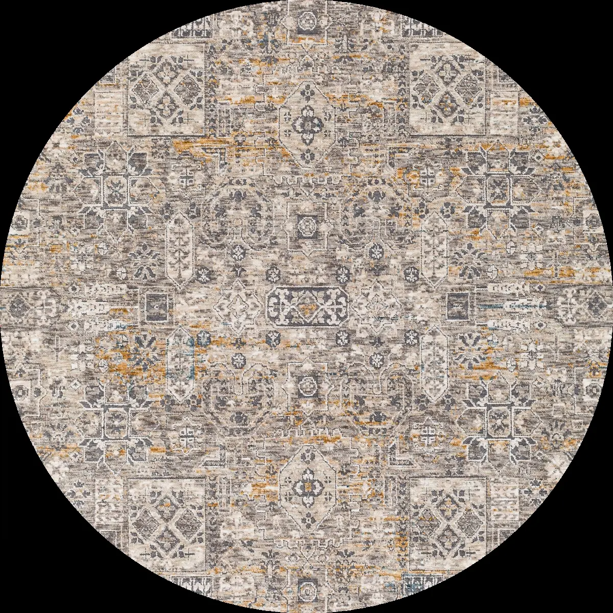 Livabliss CDF2310-710RD Traditional High & Low Type Indoor Round Area Rug, 7 ft. 10 in. Cardiff Machine-Woven Multi-Color Household Rug, Indoor Use