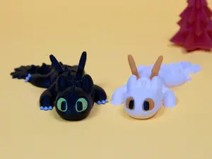 Flexi Toothless and Light Fury 3D Printed Figurines - Cute Toothless Figure for Gifts - How to Train Your Dragon Gifts mini animal