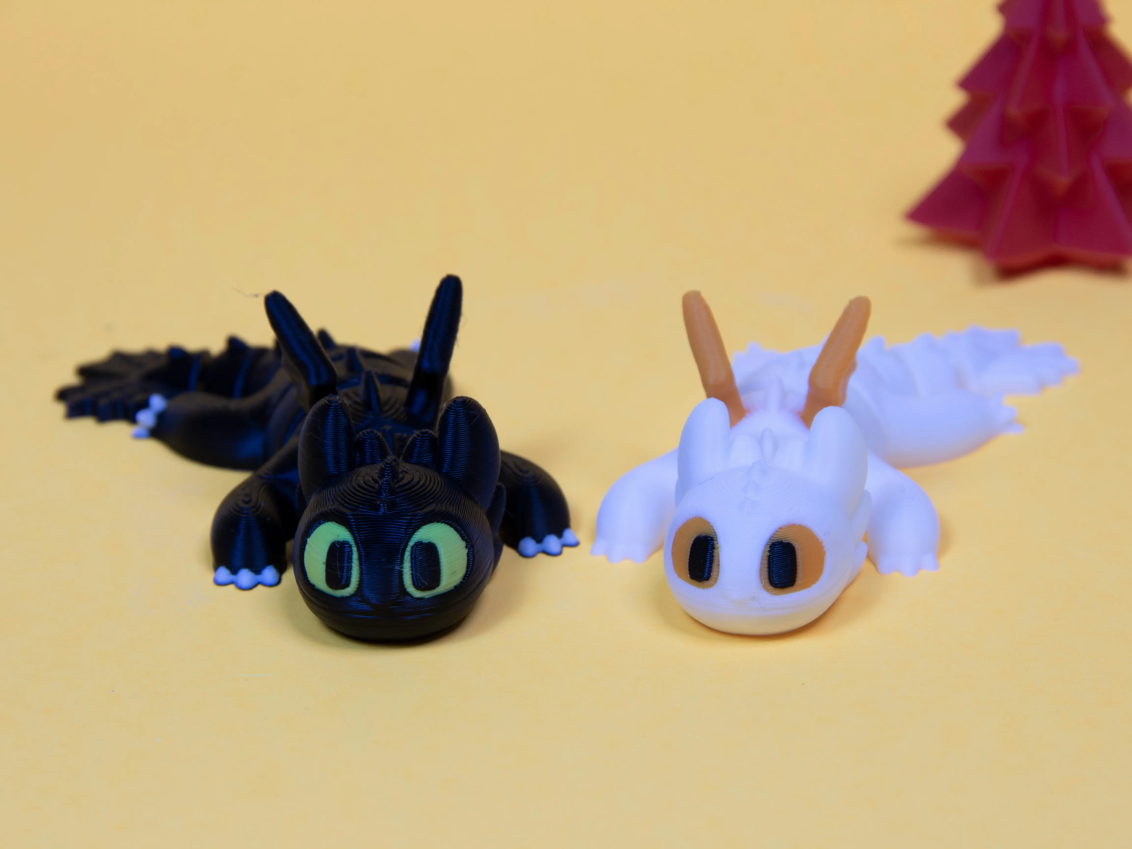 Flexi Toothless and Light Fury 3D Printed Figurines - Cute Toothless Figure for Gifts - How to Train Your Dragon Gifts mini animal