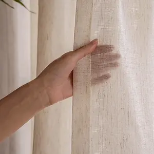 Solid Color Linen Curtain, 1 Count Modern Simple Window Curtain, Window Screen for Home Living Room Bedroom, Home Decor, Home Decoration Curtain