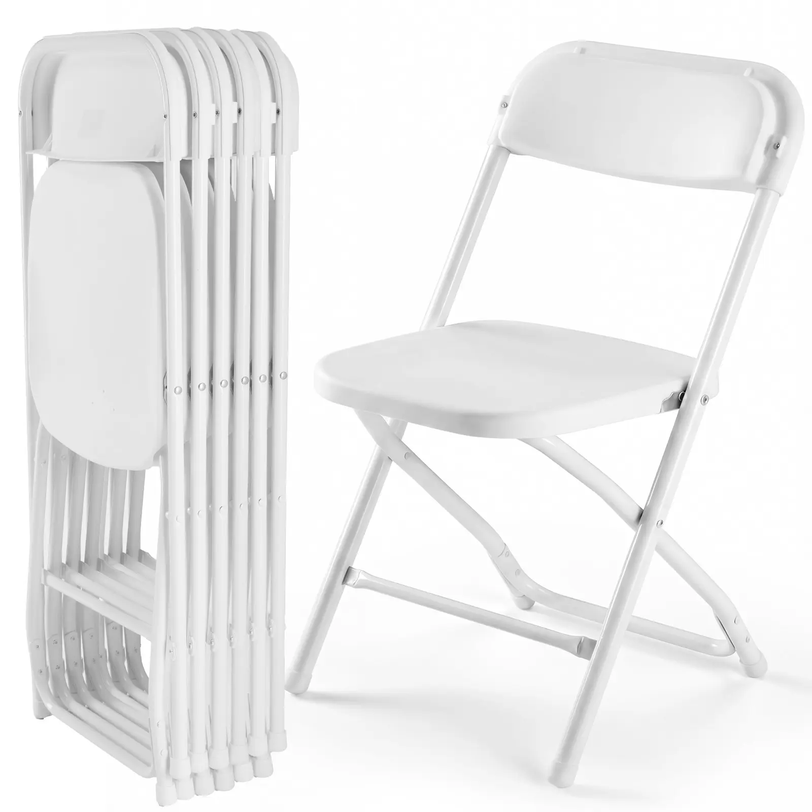 10 Pack Plastic Folding Chairs, Portable Stackable Commercial Seat with Sturdy Steel Frame, 330-Pound Capacity for Indoor Outdoor Events