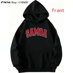 Samoa Hoodie for Adults – Arched Red Text Design, Long Sleeves