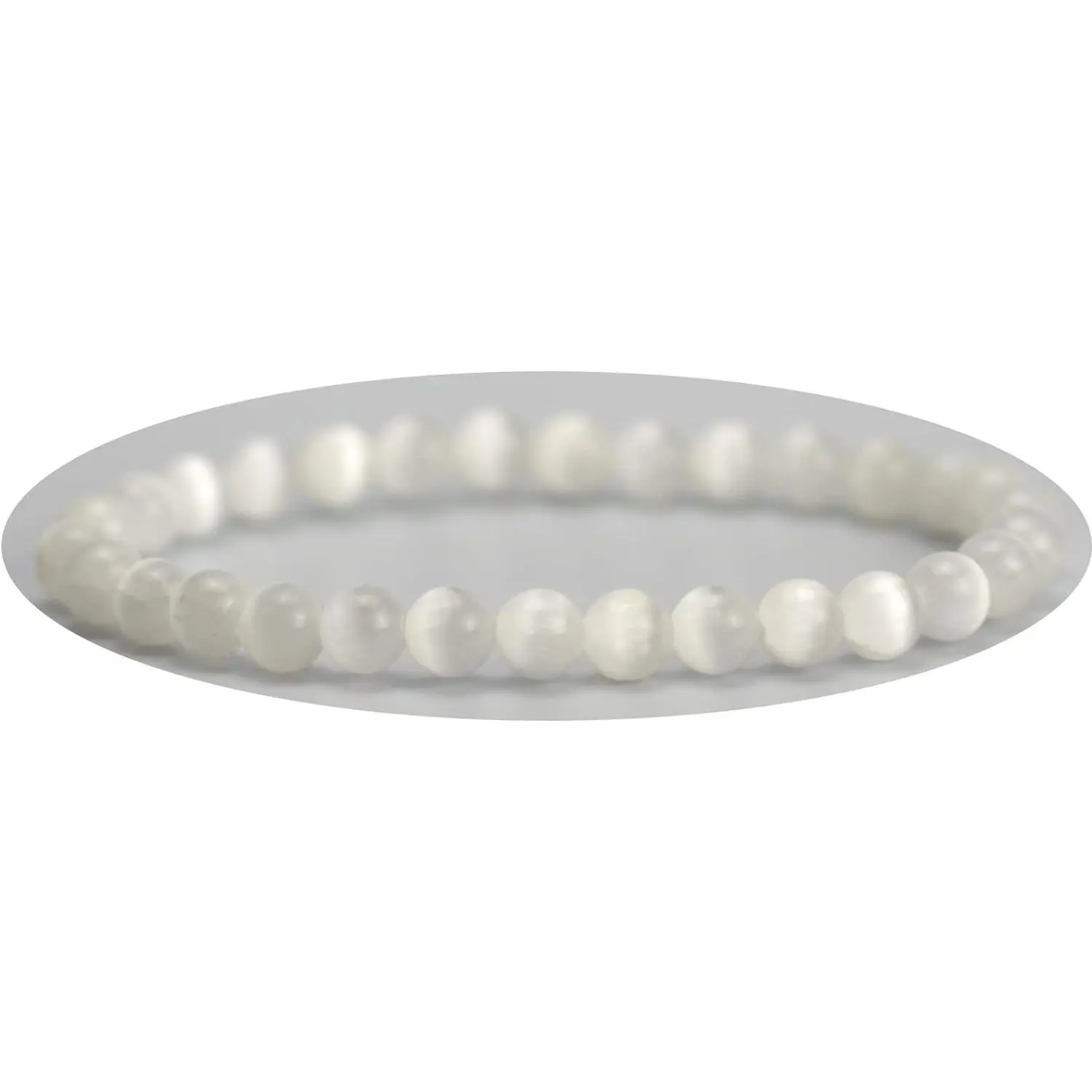Natural AA Grade Selenite Gemstone 6mm Round Beads Stretch Bracelet 7" Unisex