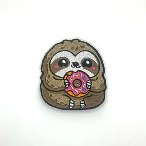 Sloth Donut Embroidered Patch | Sew on | Iron on | Velcro