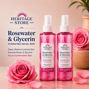 HERITAGE STORE Rosewater & Glycerin Hydrating Face Mist for a Dewy Glow, Refreshing Daily Selfcare for Dry & Combination Skin, 8 fl oz