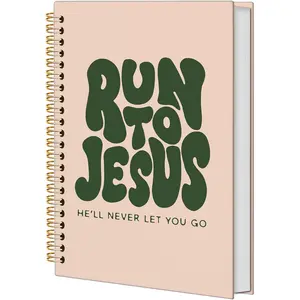 Retro Green Christian Spiral Notebook, Run to   Verse Journal, Religious Scripture Journals for Writing,  Notebooks for Note Taking, Church Notes Journal, 5.5x8.3 Inch