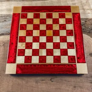 Red Lava Maple Wood Chess Board (PIECES INCLUDED)