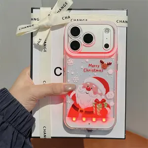 LED Santa Claus Phone Case, Compatible with iPhone 17/16/15/14/13/12/11 Pro/Pro Max/Plus, iPhone 17 PRO MAX, Stylish Protective Cover, Unique Design for Christmas/Daily Use, Protective Casing
