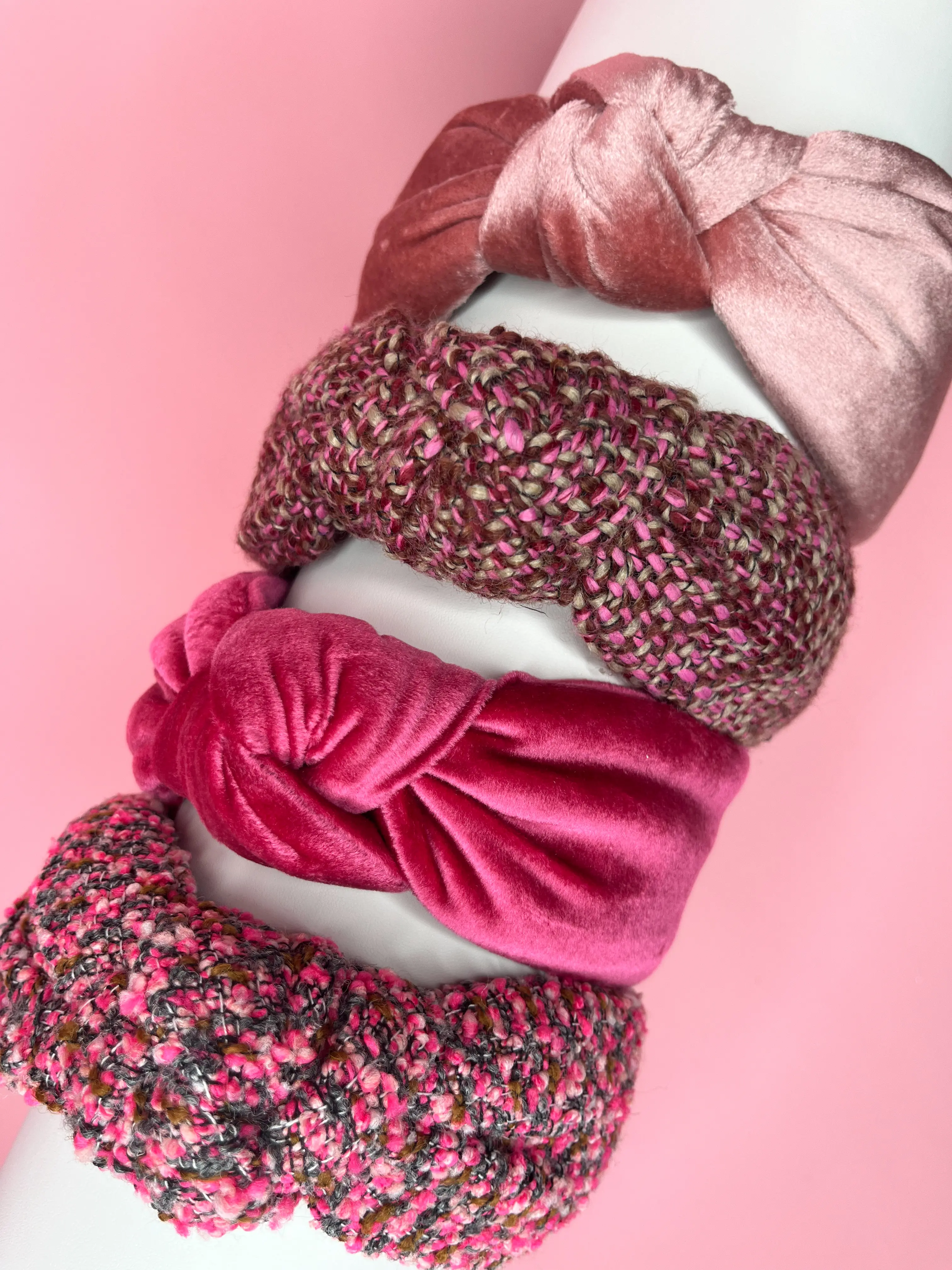 Brittyland Pink & Magenta Headbands Velvet Tweed Hair Accessories Winter Hairbands for Women Holiday Gifts Cozy Chic Accessories Pinkmas Headband Luxe Feminine