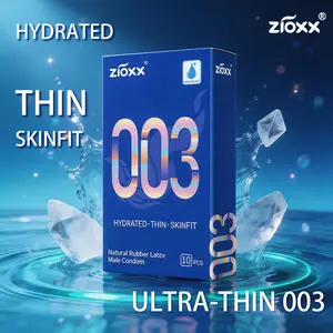 Odorless Ultra Thin Condoms – ZIOXX 003 with Hyaluronic Acid, 10 Count, SKINFIT Natural Latex