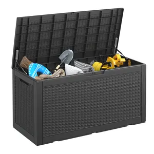 [dealsforyoudays] 100 Gallon Outdoor Storage Box, Outdoor Storage Box with Locking Design,  Waterproof, UV Resistant,Convenient to Organize, Ideal for Outdoor Pool, Garden, Deck and Patio Use-Best Christmas Gifts.
