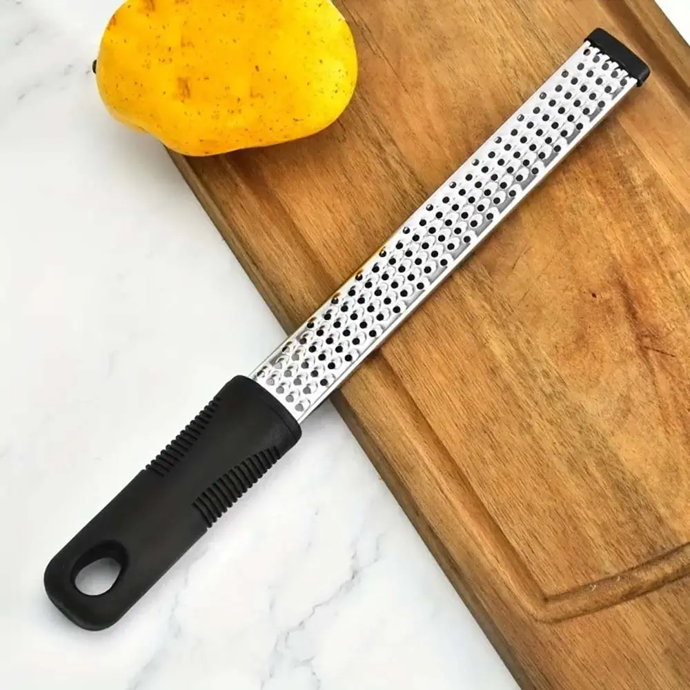 Durable Stainless Steel Lemon Zester and Cheese Grater, Black Manual Vegetable Cutter, Vegetable Fruit Cutter, Kitchen Tool for Ginger Garlic Vegetables, Handle Included, Durable Vegetable Slicer, Vegetable Fruit Utensils