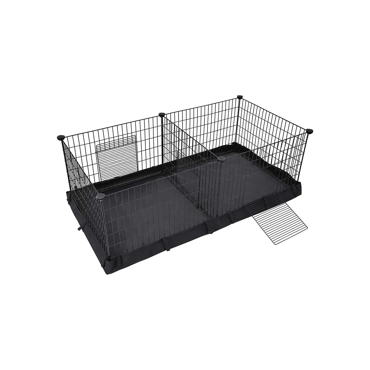 SONGMICSHOME Guinea Pig Cage - Metal Grid Animal Enclosure with Waterproof Washable Liner, Waterproof Blanket Included, Suitable for Guinea Pigs, Rabbits (Bunny Enclosure, Rabbit Cage), Guinea Pig House, Playpen Cage