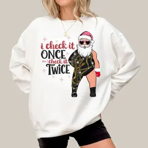 Funny Santa Reputation Christmas Sweatshirt, Funny Santa Sw1ftmas I Check It Once Then I Check It Twice Shirt