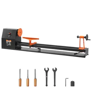Benchtop Wood Lathe, 14 in x 40 in, 0.5 HP 370W Power Wood Turning Lathe Machine, 4-Speed Adjustable 885/1245/1715/2425 RPM with Chisels, Faceplate, Plastic Handle, Hex Wrench, for Woodworking