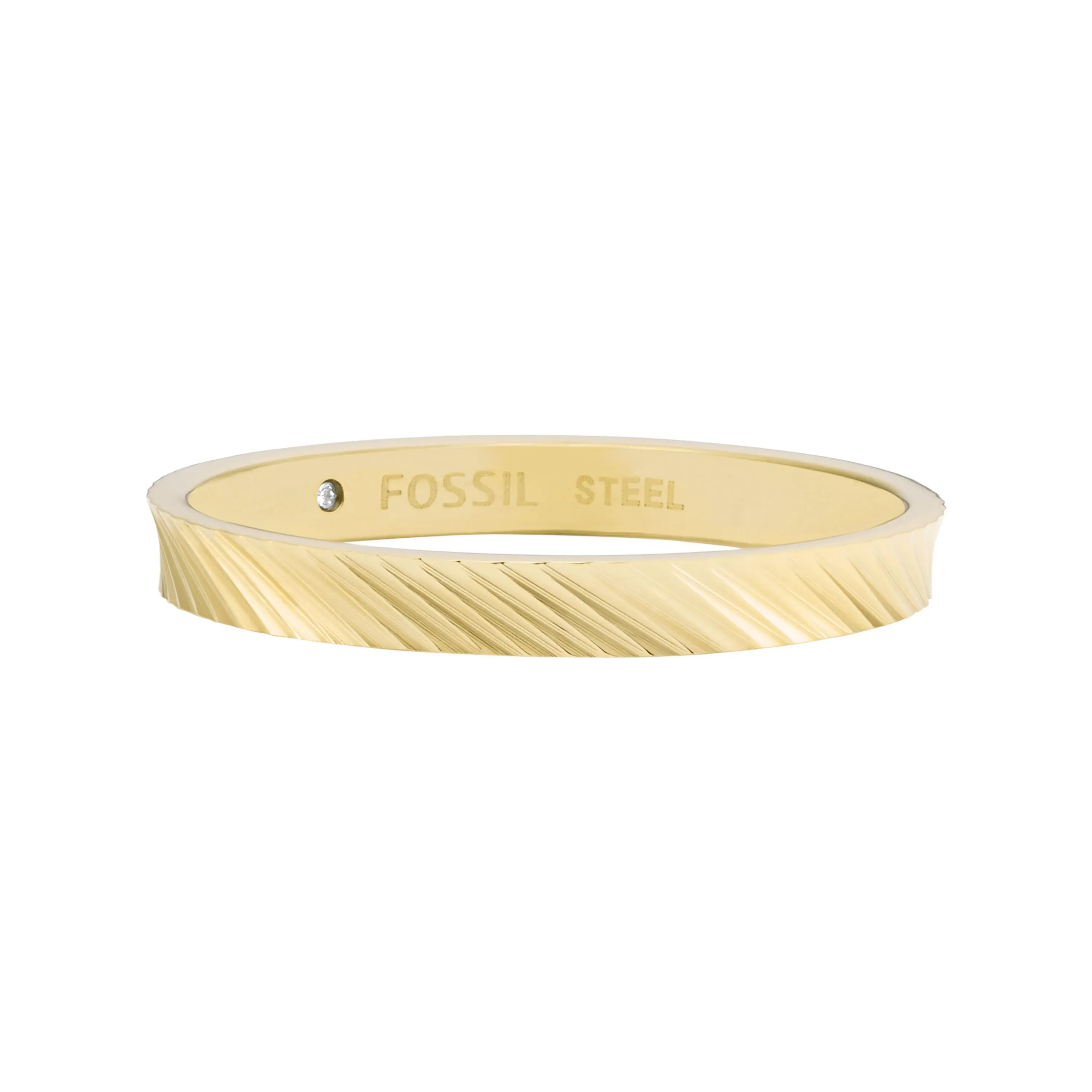 Fossil Women's Harlow Linear Texture Gold-Tone Stainless Steel Band Ring