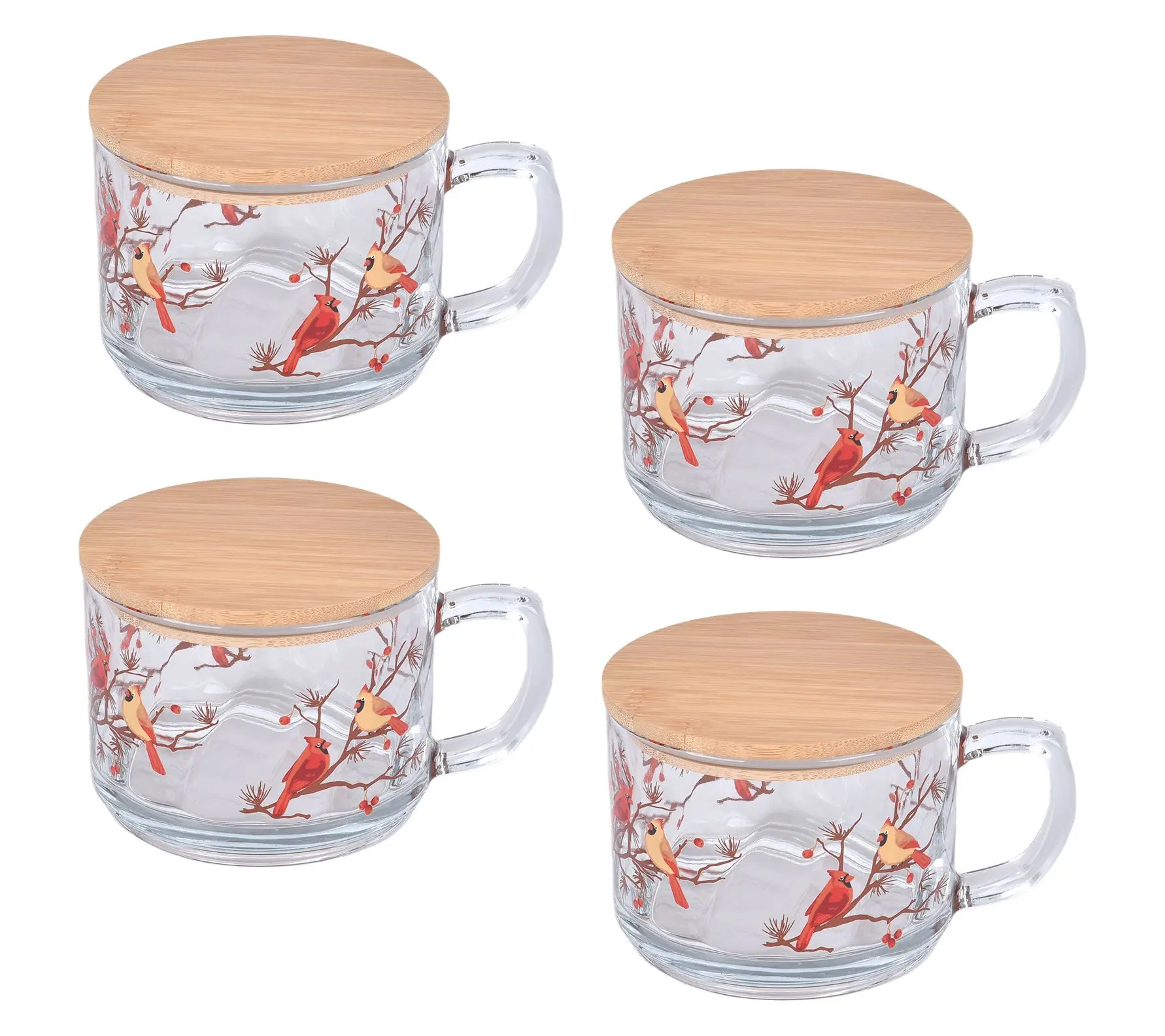 Temp-tations Seasonal Set of (4) 16-oz Glass Mugs with Lids Temp-tations Seasonal Set of (4) 16-oz Glass Mugs with Lids