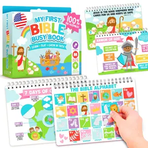 Hadley Designs Bible Busy Book for Toddlers and Preschool, Montessori Christian Quiet Book with 152 Velcro Pieces and 15 Faith Activities for Church