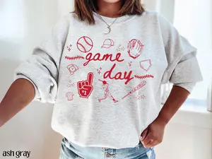 Baseball Mama Sweatshirt Game Day Sweater Doodle Baseball Season Sports Mom Hoodie Sideline Social Club