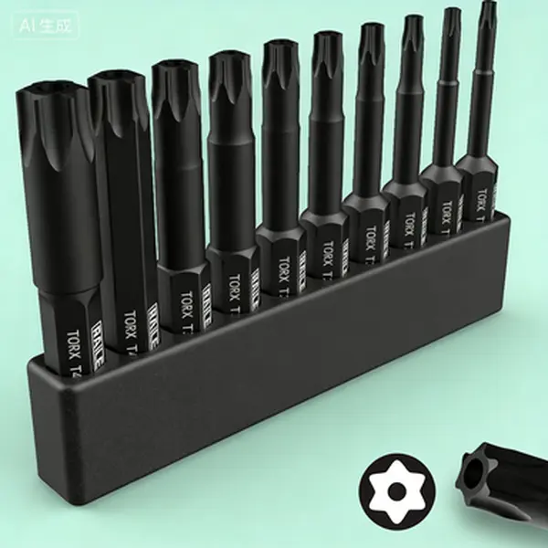 10-Piece Security Screwdriver Bit Set, Tamper Proof TORX Bits, S2 Steel Impact Star Bits (T8 T9 T10 T15 T20 T25 T27 T30 T40 T45), 6 Point 2-Inch Driver Bits, Durable High Torque Screwdriver Accessories