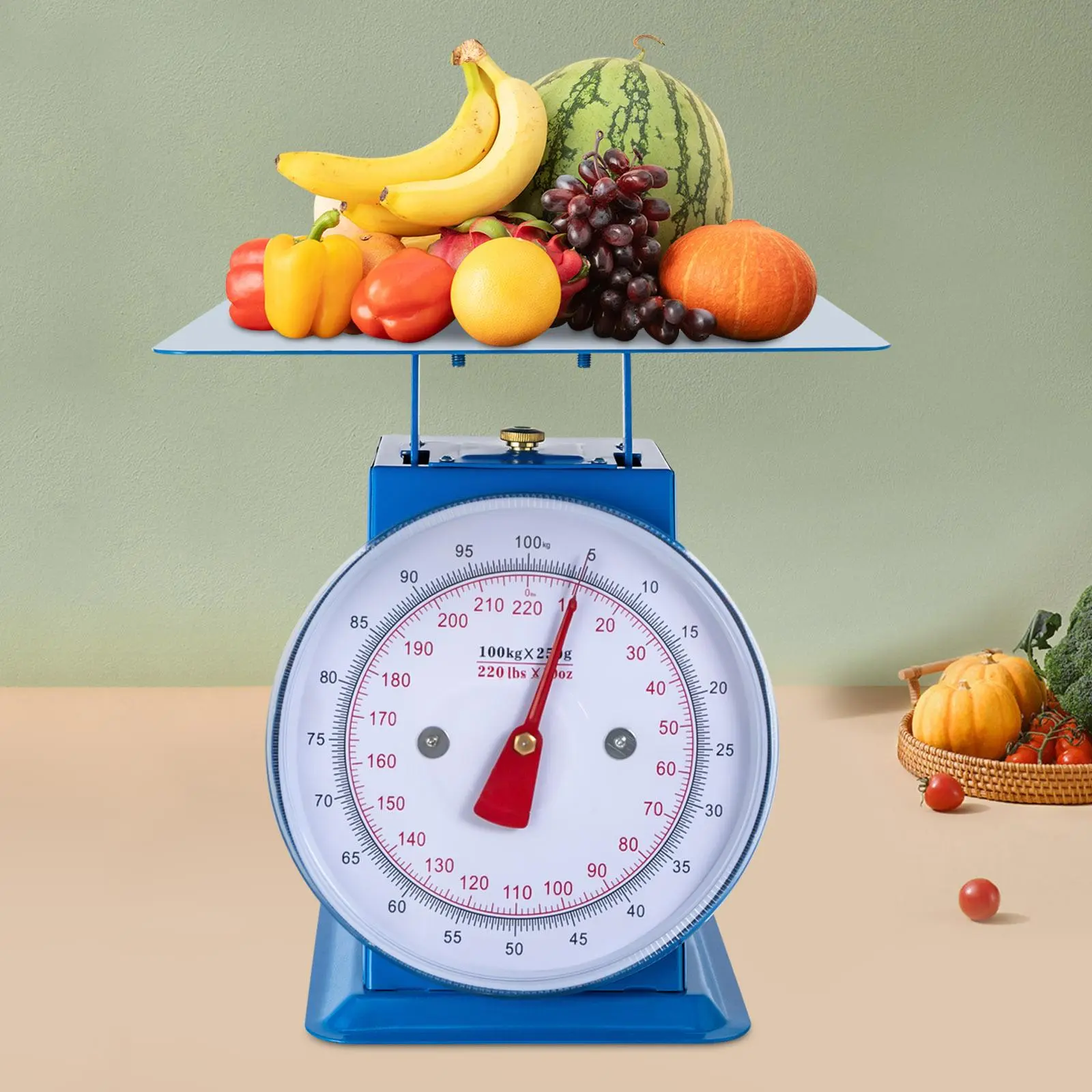 Portion Control Mechanical Scale, Kitchen and Food Scale Heavy Duty Industrial Dial Scale with Iron Platform Max 20kg/44lbs or 50kg/110 lbs for Supermarket Food Shop