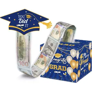 Blue Graduation Money Box Surprise Grad Money Holder with Pull Out Card Class of 2026 Funny Cash Gift for Boys Girls High School College Graduation Gift