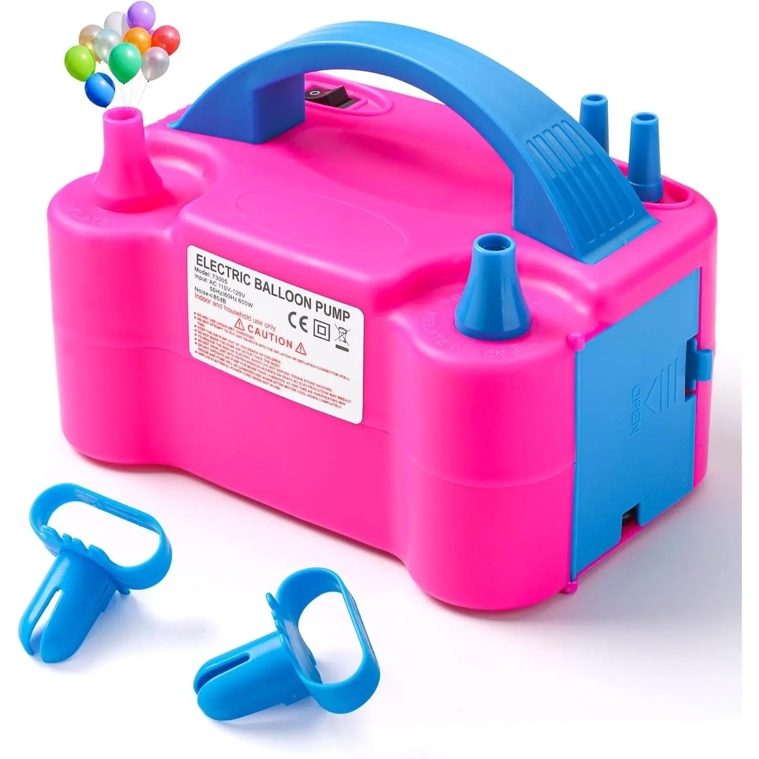 Balloon Pump Electric, Portable Automatic Dual Nozzle Inflator 110V 600W with Tying Tools for Birthday Gender Reveal  Shower Balloons Party Decorations