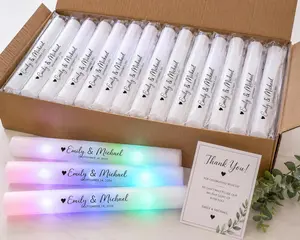 25 Non-Personalized LED Foam Sticks Multi Color Glow Wands, Batons, 3 Flashing Modes - Party, DJ, Concerts, Birthdays, Weddings, Lights, Dance Props