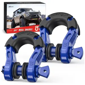Nilight Drop Forged Mega D-Ring Mega Shackle, 3/4 in Bumper Mount with 7/8 in Screw Pin, 68000LBS Corrosion-Proof High-Capacity for Towing Jobs (Pair with Isolators Kit)
