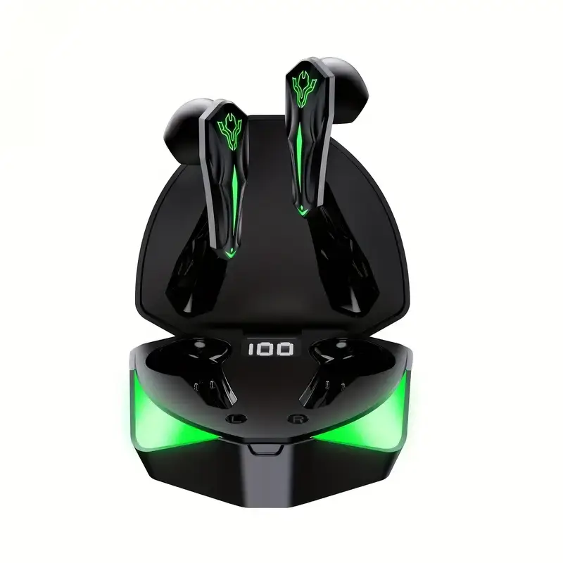 Wireless earbuds, in-ear gaming headphones, wireless Bluetooth headphones, noise cancelling headphone，Extended battery life, crystal-clear sound quality, comfortable to wear, comes with an LED digital display charging case, ideal for gaming and office use