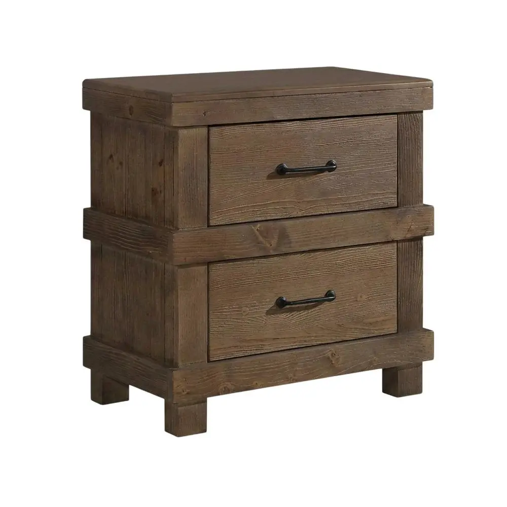 Classic Oak Rectangular Antique Nightstand, Solid Wood Finish, Indoor Furniture for Storage Organization