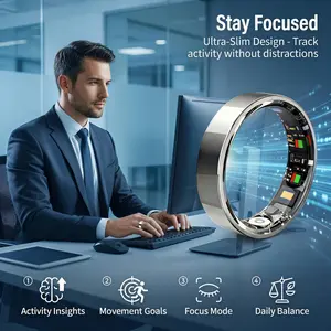 Titanium Smart Ring - IP68 Waterproof Activity Tracker for Men & Women, All-Day Sleep & Fitness Insights, Compatible with iPhone & Android, Minimalist Tech Gift Wearable Devices Electronic Gadgets